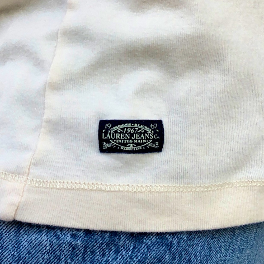 RALPH LAUREN Cream Mid Sleeve Top